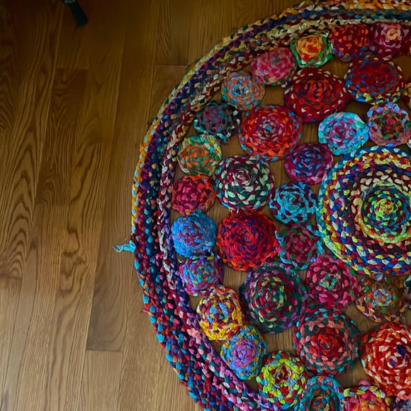 Large 47” Colorful Round Rag Rug - Good Condition - Picture 3 of 11
